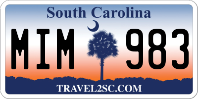 SC license plate MIM983