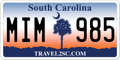 SC license plate MIM985