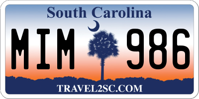 SC license plate MIM986
