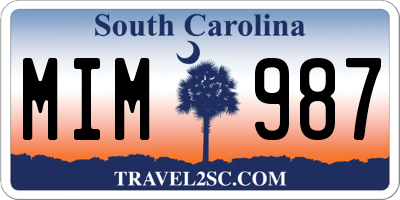 SC license plate MIM987