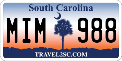 SC license plate MIM988