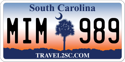 SC license plate MIM989