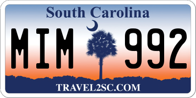 SC license plate MIM992
