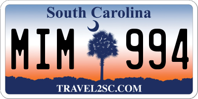 SC license plate MIM994
