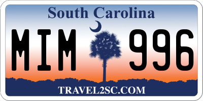 SC license plate MIM996
