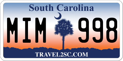 SC license plate MIM998
