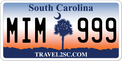 SC license plate MIM999