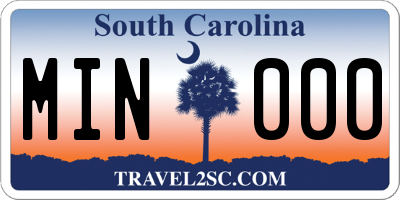 SC license plate MIN000