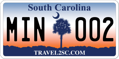SC license plate MIN002