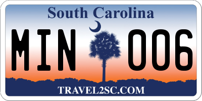 SC license plate MIN006