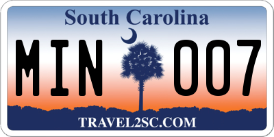 SC license plate MIN007