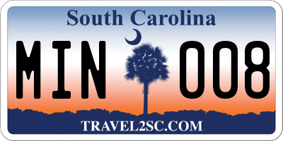 SC license plate MIN008