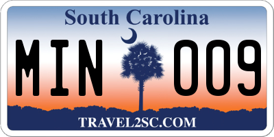 SC license plate MIN009