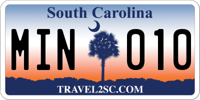SC license plate MIN010