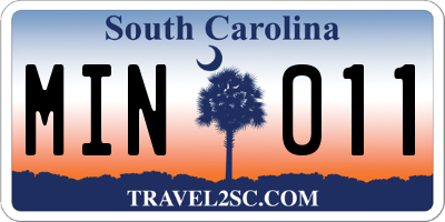 SC license plate MIN011