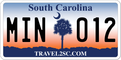 SC license plate MIN012