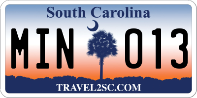 SC license plate MIN013