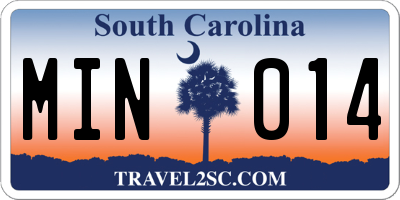 SC license plate MIN014