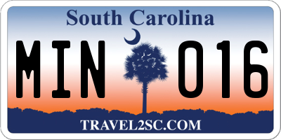 SC license plate MIN016