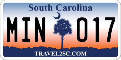 SC license plate MIN017