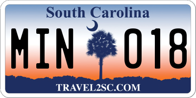 SC license plate MIN018
