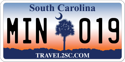 SC license plate MIN019