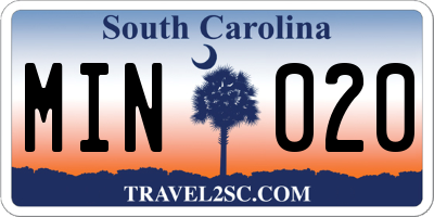 SC license plate MIN020