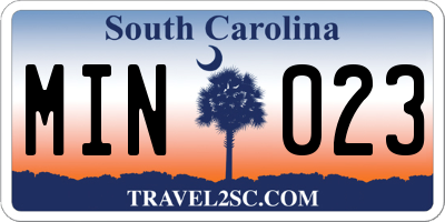 SC license plate MIN023