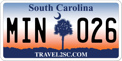 SC license plate MIN026