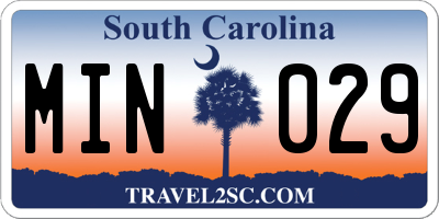 SC license plate MIN029