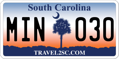 SC license plate MIN030