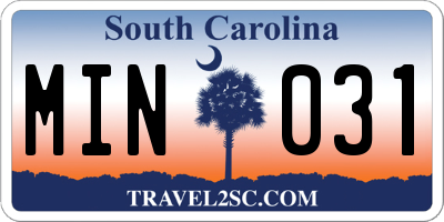 SC license plate MIN031