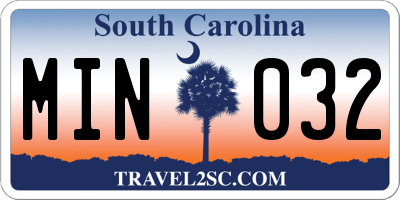SC license plate MIN032