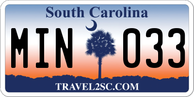 SC license plate MIN033