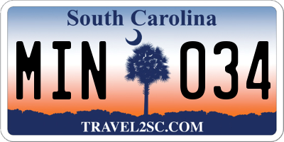 SC license plate MIN034