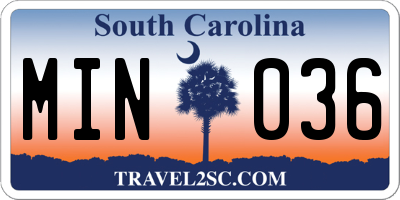 SC license plate MIN036