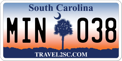 SC license plate MIN038
