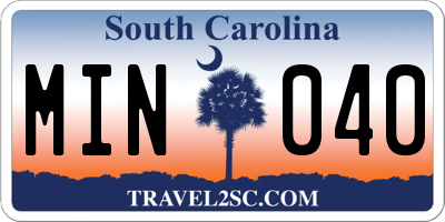 SC license plate MIN040