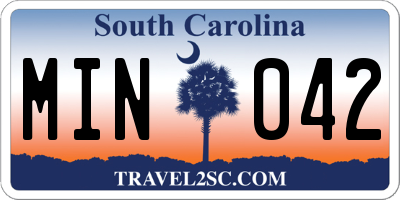 SC license plate MIN042