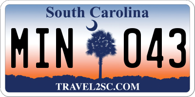 SC license plate MIN043