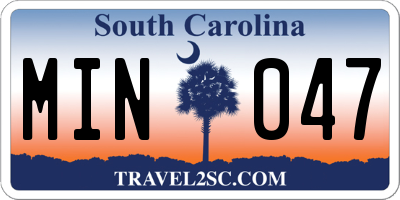 SC license plate MIN047