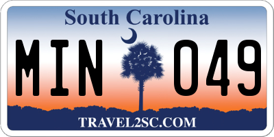 SC license plate MIN049
