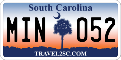 SC license plate MIN052