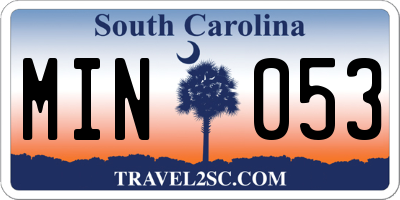 SC license plate MIN053
