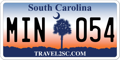 SC license plate MIN054