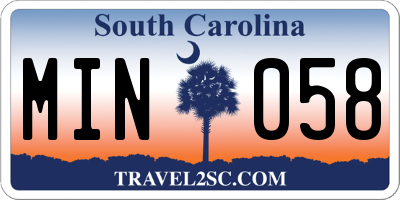 SC license plate MIN058