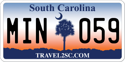 SC license plate MIN059