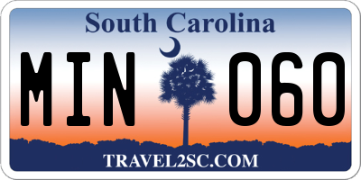 SC license plate MIN060