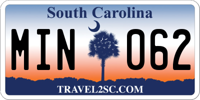 SC license plate MIN062