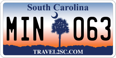 SC license plate MIN063